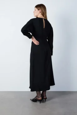 ETAM Vestidos Largos|Vestidos Lisos|Vestido largo y vaporoso NEGRO