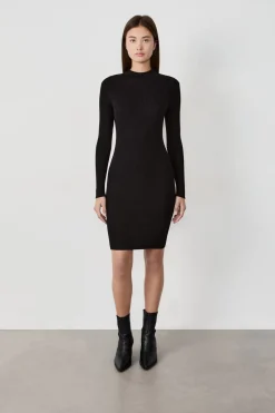 ETAM Vestidos Lisos|Vestidos De Punto|Vestido suéter corto NEGRO