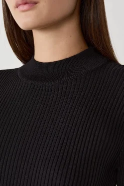 ETAM Vestidos Lisos|Vestidos De Punto|Vestido suéter corto NEGRO