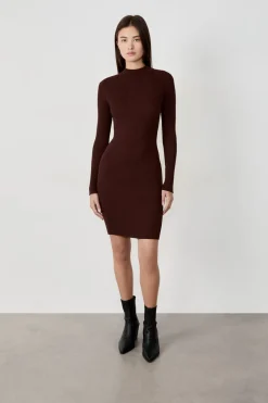 ETAM Vestidos Lisos|Vestidos De Punto|Vestido suéter corto CHOCOLATE