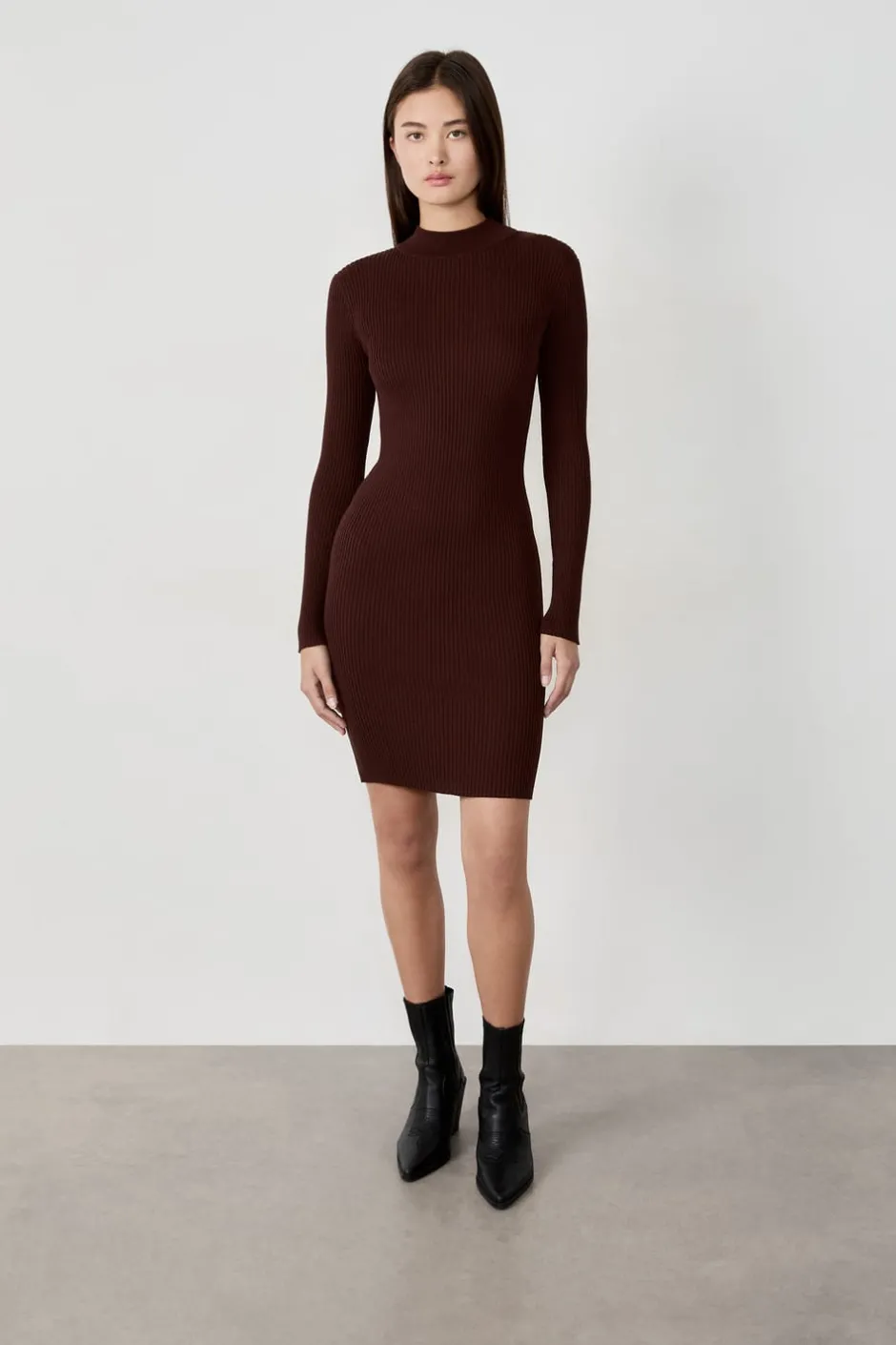 ETAM Vestidos Lisos|Vestidos De Punto|Vestido suéter corto CHOCOLATE