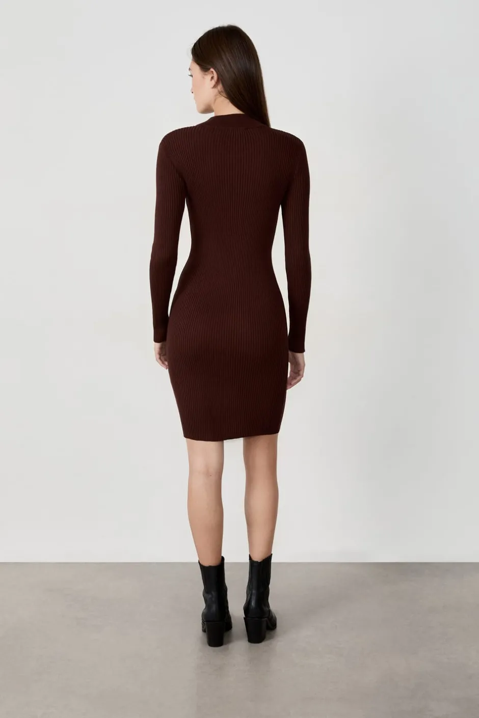ETAM Vestidos Lisos|Vestidos De Punto|Vestido suéter corto CHOCOLATE