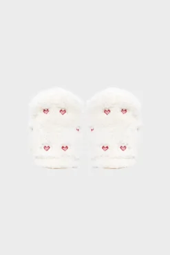 ETAM Zapatillas|Zapatillas botines de tejido ultrasuave con motivos de corazones CRUDO