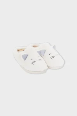 ETAM Zapatillas|Zapatillas con motivos de gatos de tejido ultrasuave CRUDO