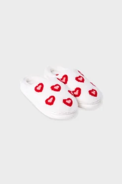 ETAM Zapatillas|Zapatillas con motivos de corazones de tejido ultrasuave ROJO