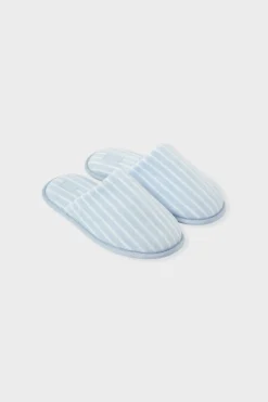 ETAM Zapatillas|Zapatillas destalonadas a rayas con algodón AZUL CIELO