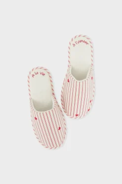 ETAM Zapatillas|Zapatillas destalonadas con motivos de corazones y algodón IMP FD BLANCO